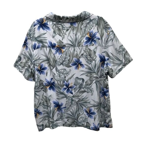 Havana Jack's Cafe Hawaiian Shirt Women's 1X Green Floral Button Front Rayon - Picture 5 of 12